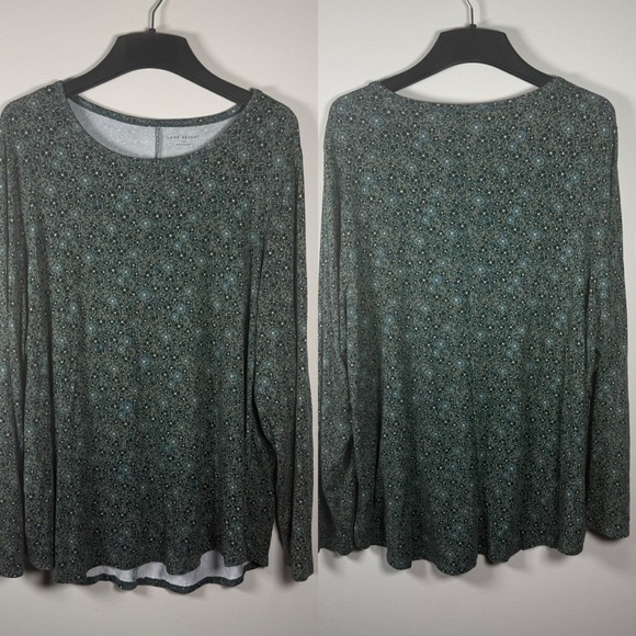 Lane Bryant Green Floral Tunic Patterned Top Size 18/20 - Picture 1 of 9